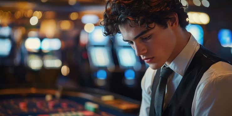 Tampilan detail slot Playtech dengan tabel pembayaran, fitur bonus, dan tombol putar pada perangkat seluler
